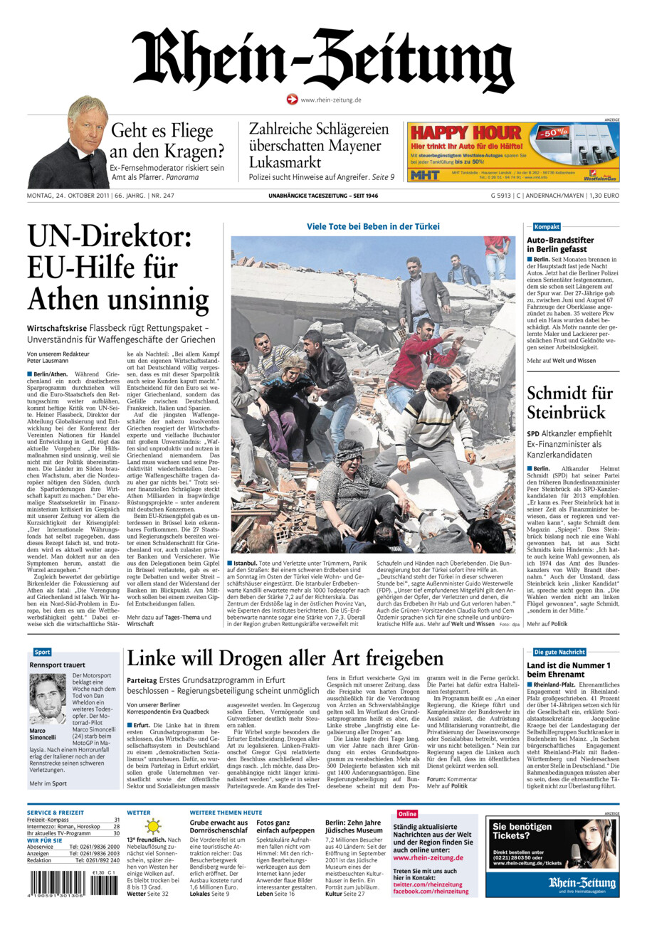 Rhein-Zeitung Andernach & Mayen vom Montag, 24.10.2011