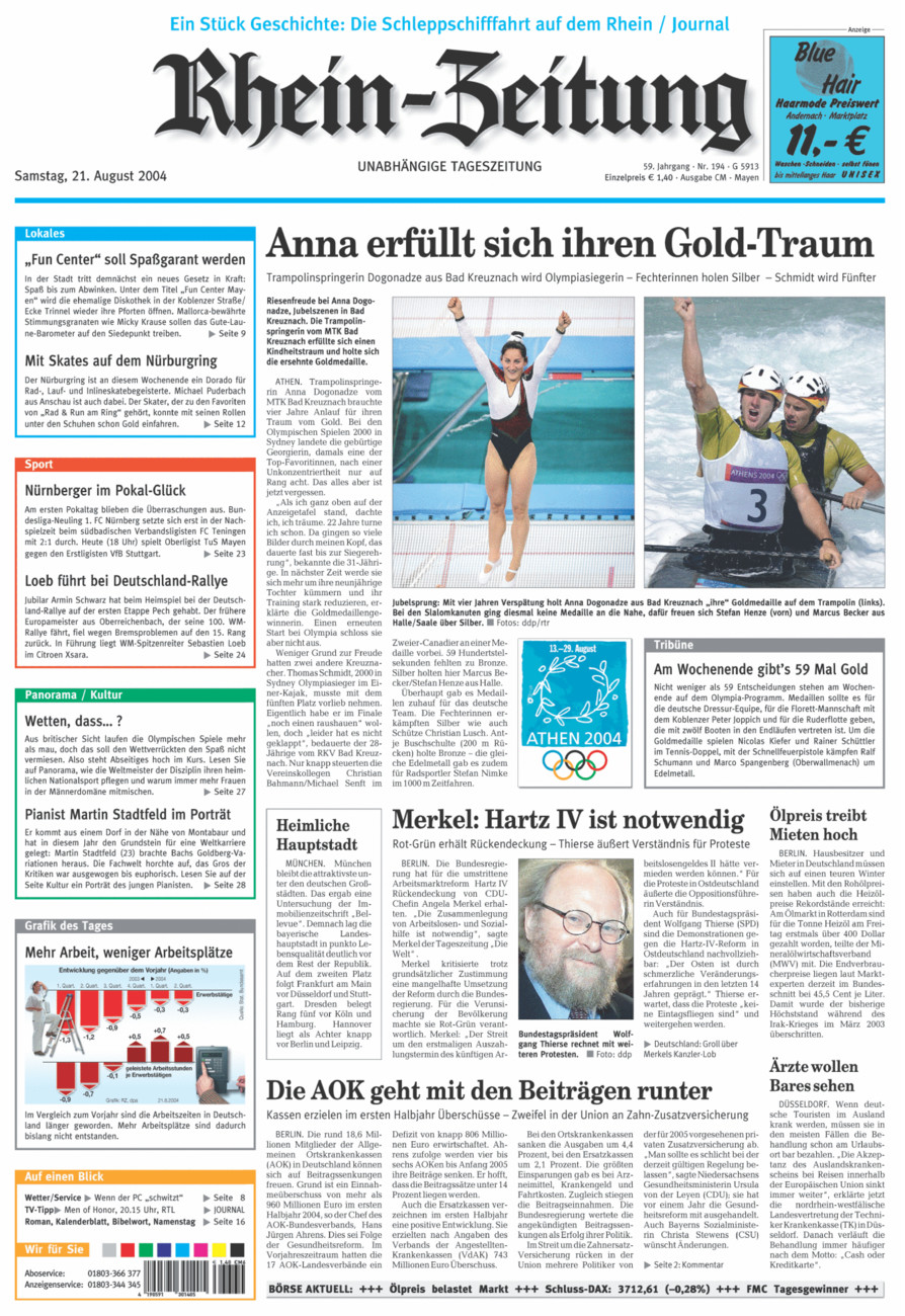 Rhein-Zeitung Andernach & Mayen vom Samstag, 21.08.2004