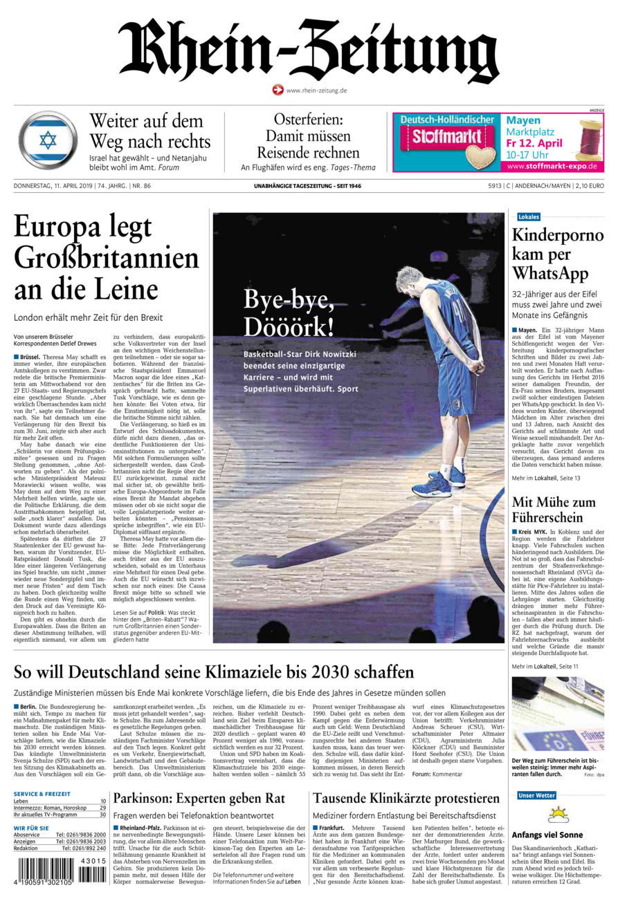 Rhein-Zeitung Andernach & Mayen vom Donnerstag, 11.04.2019