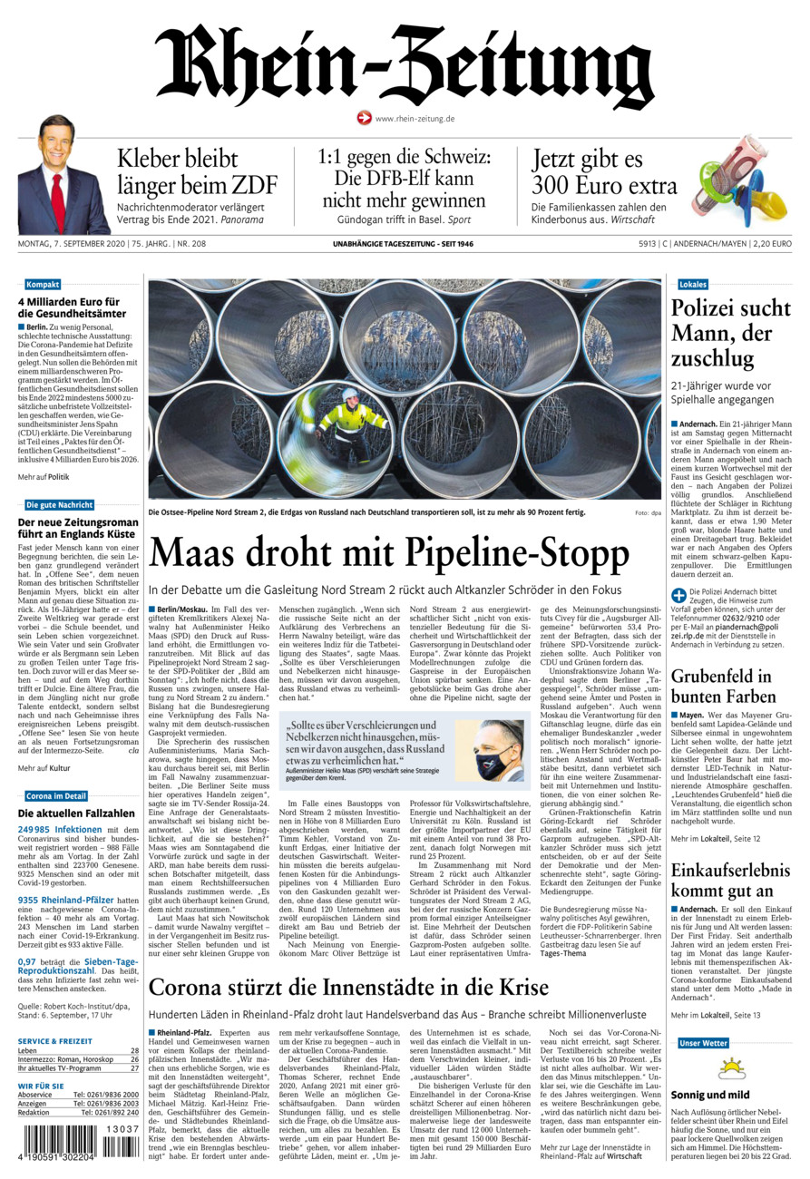 Rhein-Zeitung Andernach & Mayen vom Montag, 07.09.2020