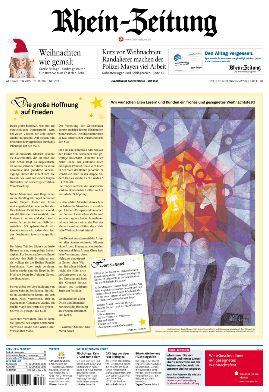 Rhein-Zeitung Andernach & Mayen vom Donnerstag, 24.12.2015