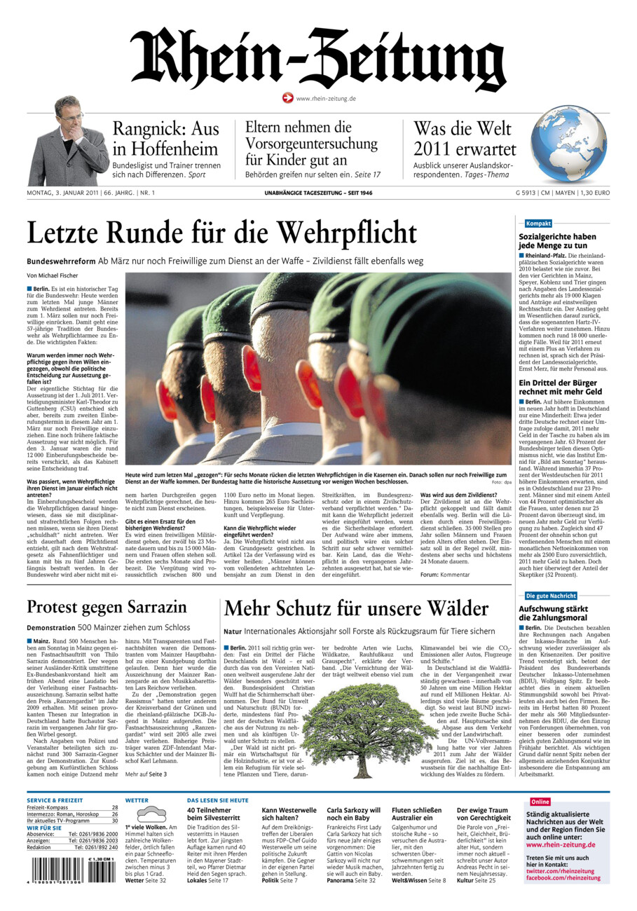 Rhein-Zeitung Andernach & Mayen vom Montag, 03.01.2011