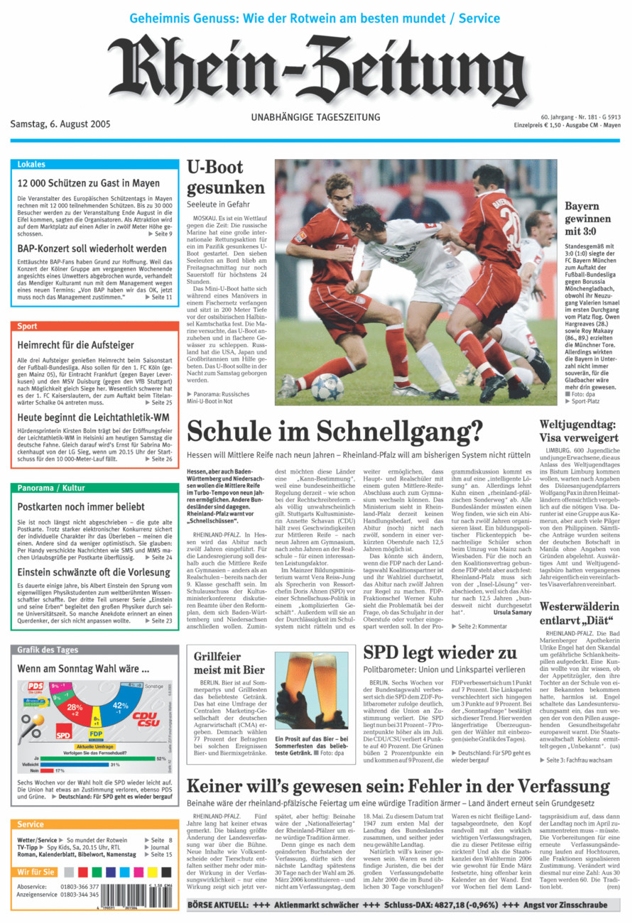 Rhein-Zeitung Andernach & Mayen vom Samstag, 06.08.2005