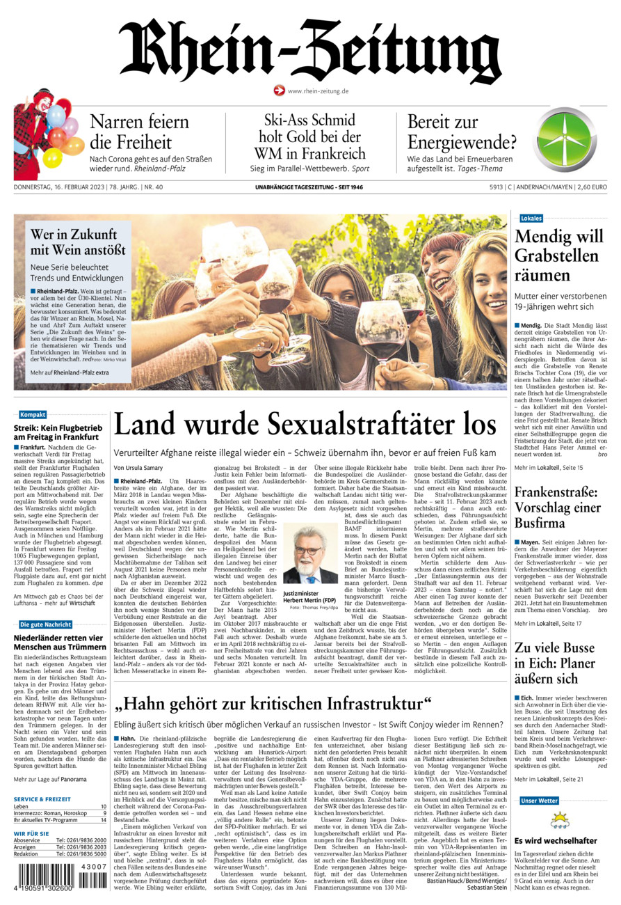 Rhein-Zeitung Andernach & Mayen vom Donnerstag, 16.02.2023