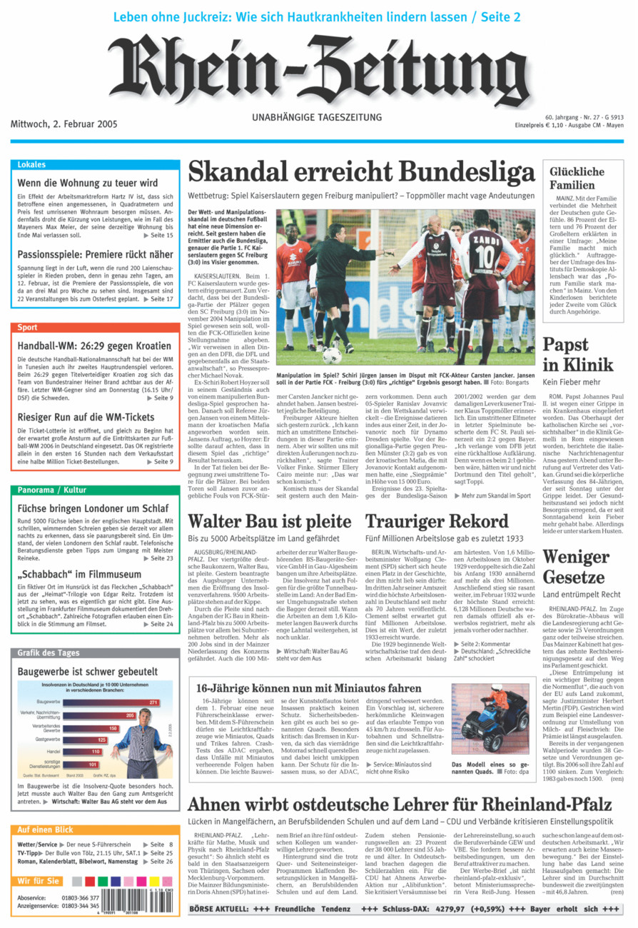Rhein-Zeitung Andernach & Mayen vom Mittwoch, 02.02.2005