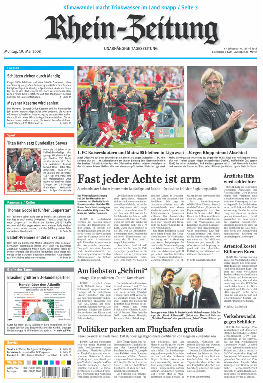Rhein-Zeitung Andernach & Mayen vom Montag, 19.05.2008
