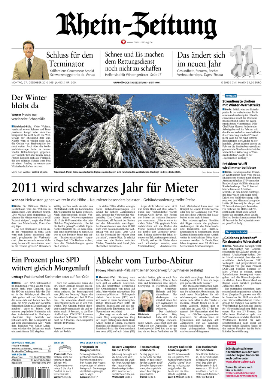 Rhein-Zeitung Andernach & Mayen vom Montag, 27.12.2010