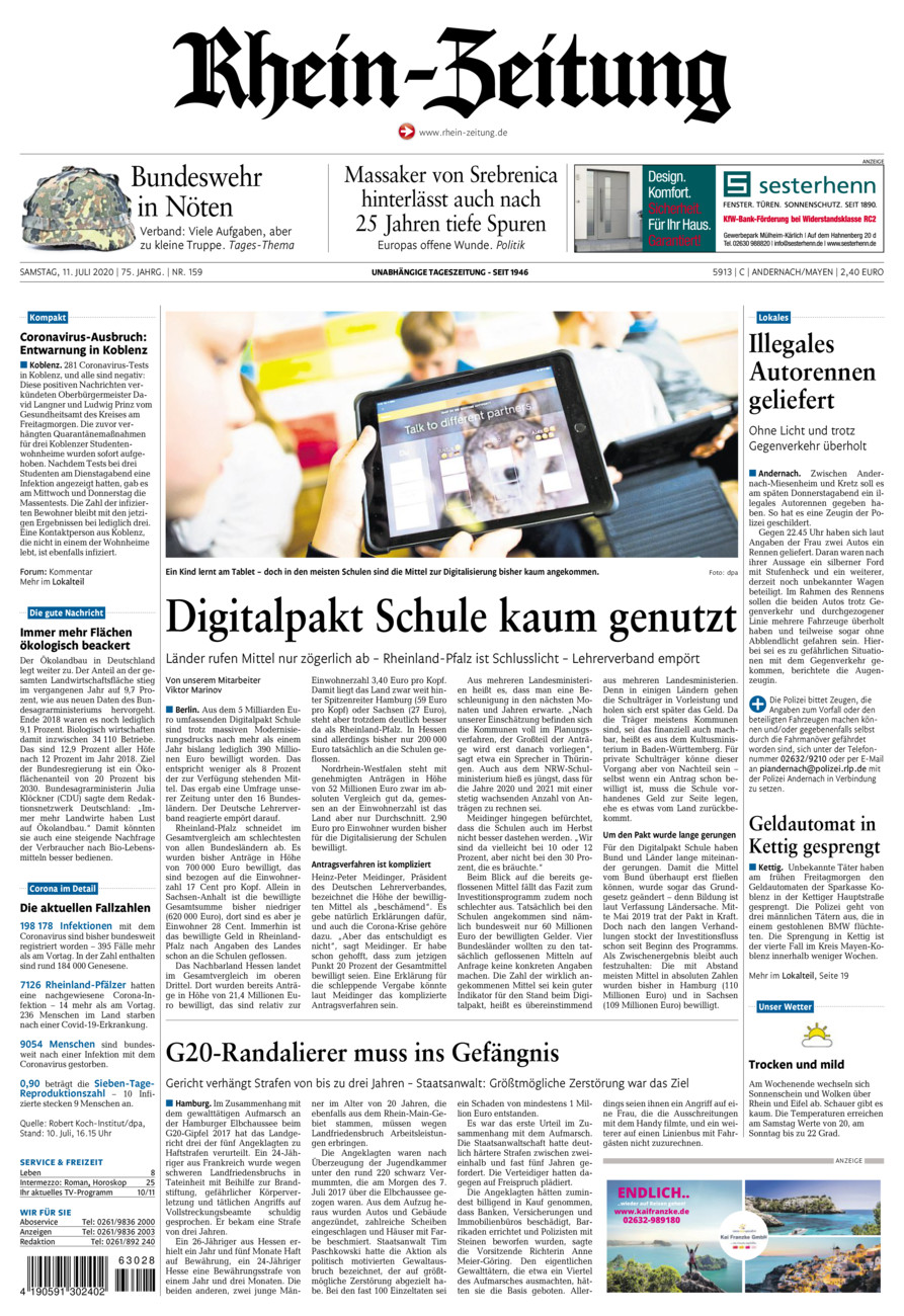 Rhein-Zeitung Andernach & Mayen vom Samstag, 11.07.2020