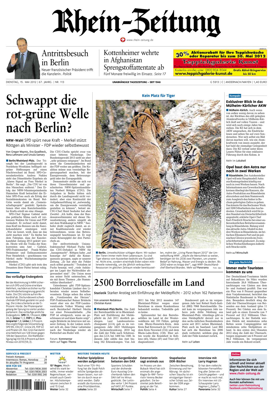 Rhein-Zeitung Andernach & Mayen vom Dienstag, 15.05.2012