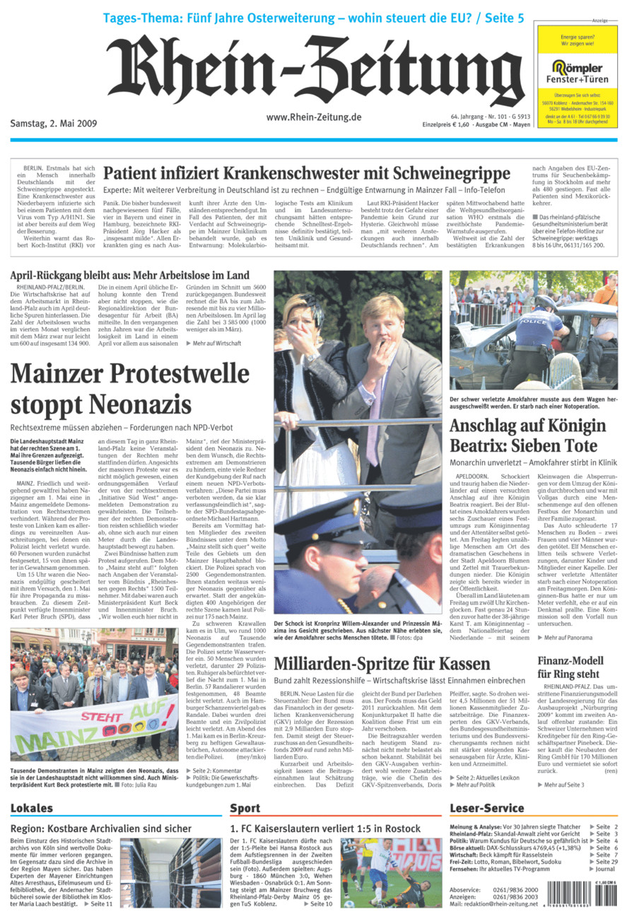 Rhein-Zeitung Andernach & Mayen vom Samstag, 02.05.2009