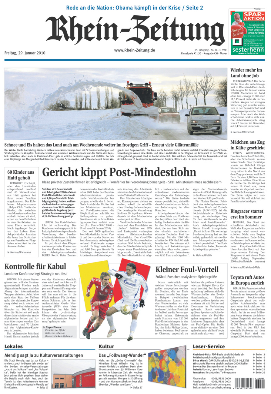 Rhein-Zeitung Andernach & Mayen vom Freitag, 29.01.2010