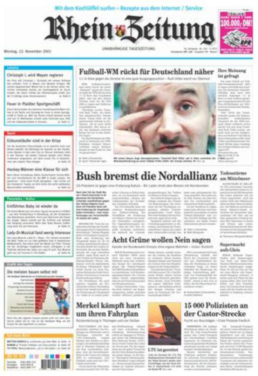 Rhein-Zeitung Andernach & Mayen vom Montag, 12.11.2001