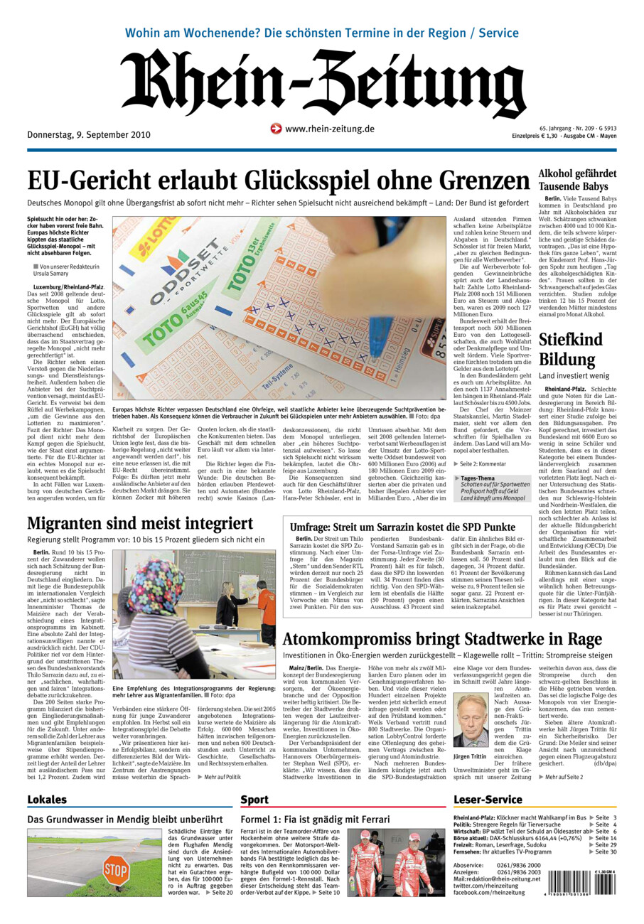 Rhein-Zeitung Andernach & Mayen vom Donnerstag, 09.09.2010