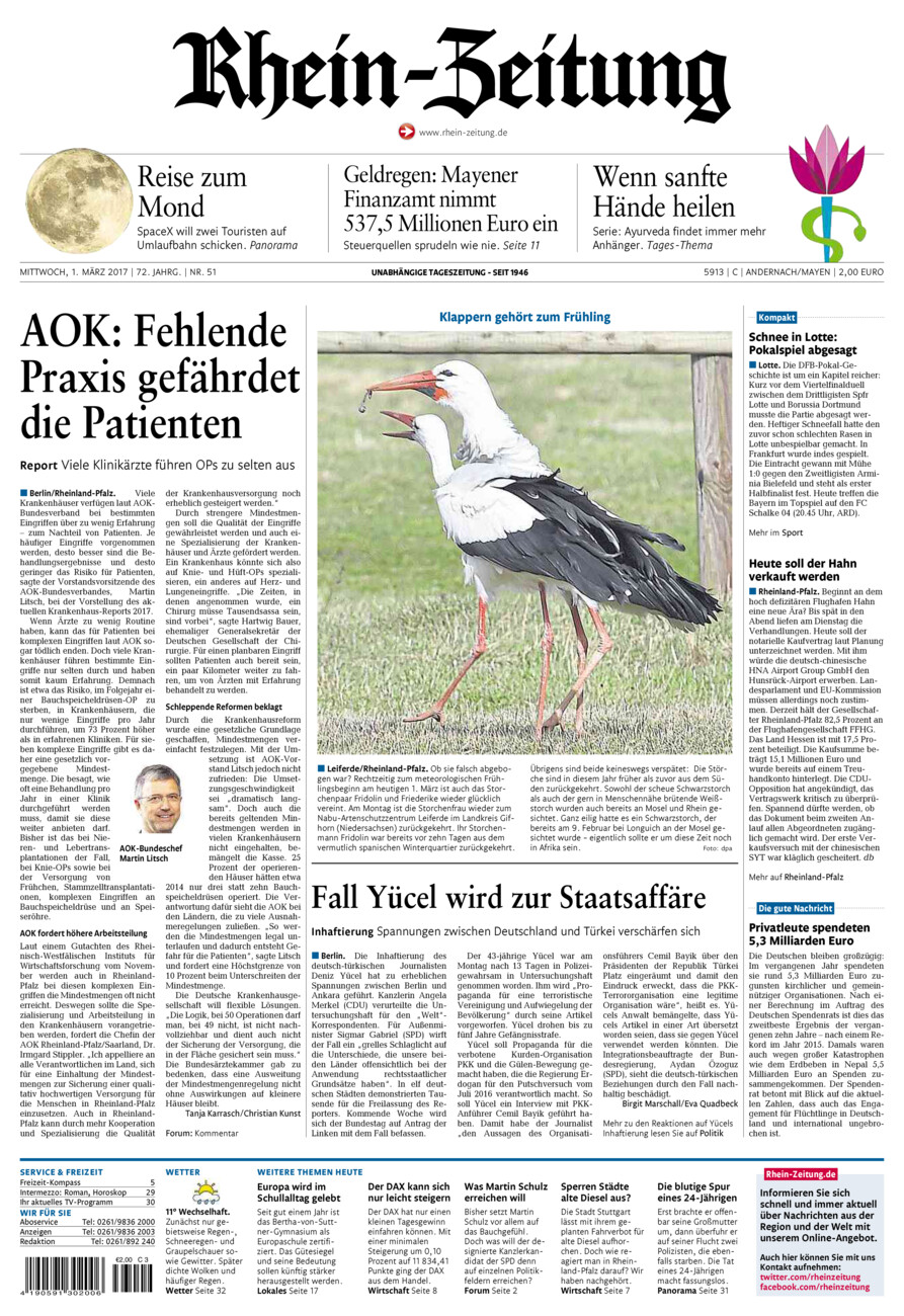 Rhein-Zeitung Andernach & Mayen vom Mittwoch, 01.03.2017