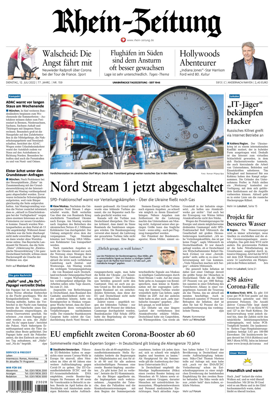 Rhein-Zeitung Andernach & Mayen vom Dienstag, 12.07.2022