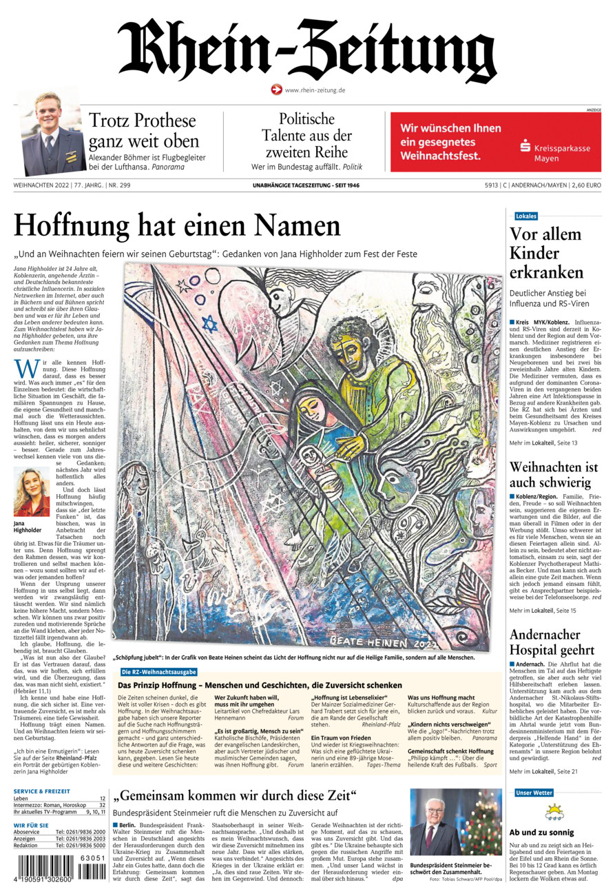 Rhein-Zeitung Andernach & Mayen vom Samstag, 24.12.2022