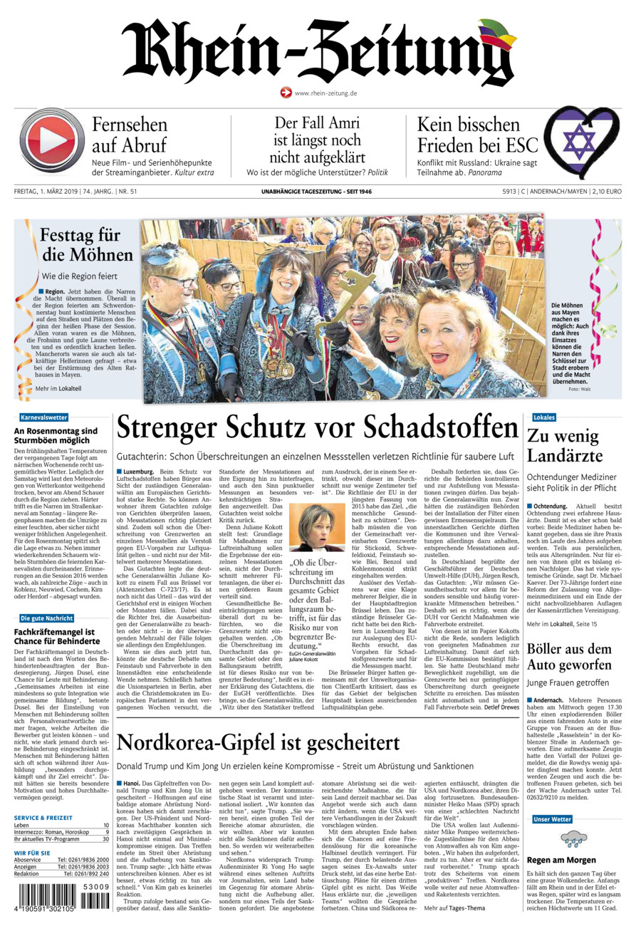 Rhein-Zeitung Andernach & Mayen vom Freitag, 01.03.2019