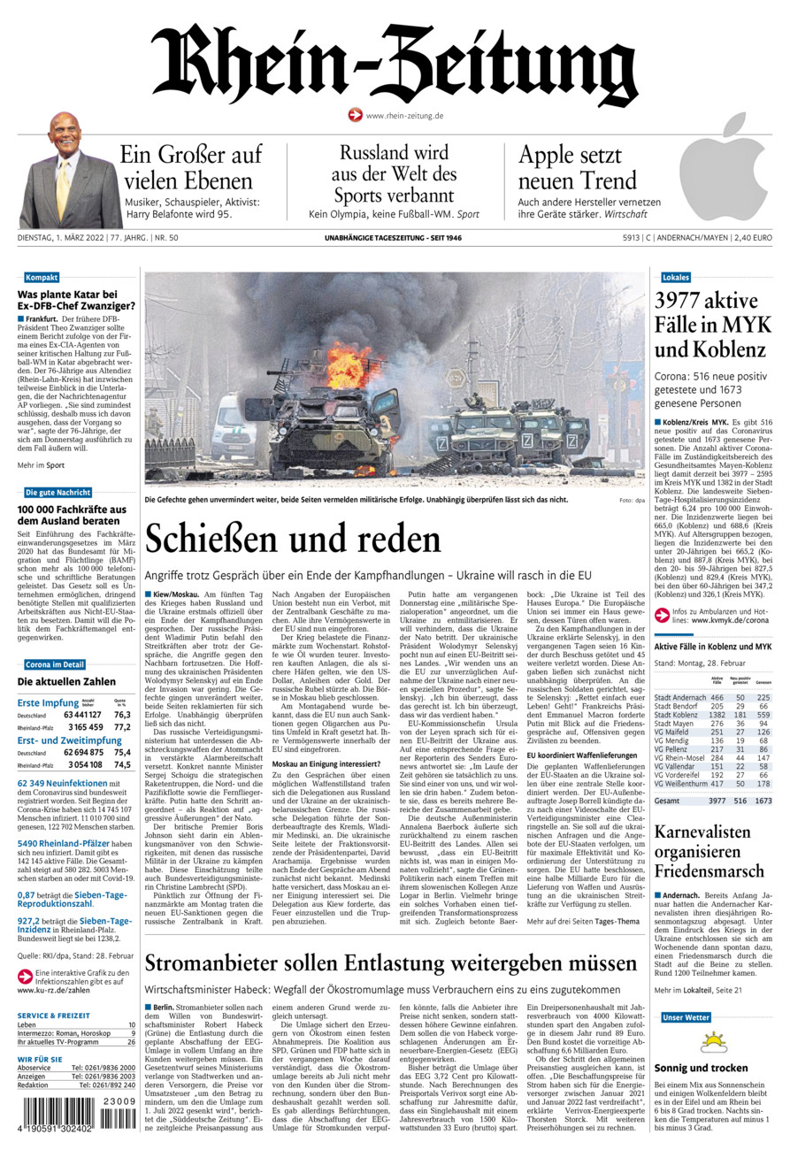 Rhein-Zeitung Andernach & Mayen vom Dienstag, 01.03.2022
