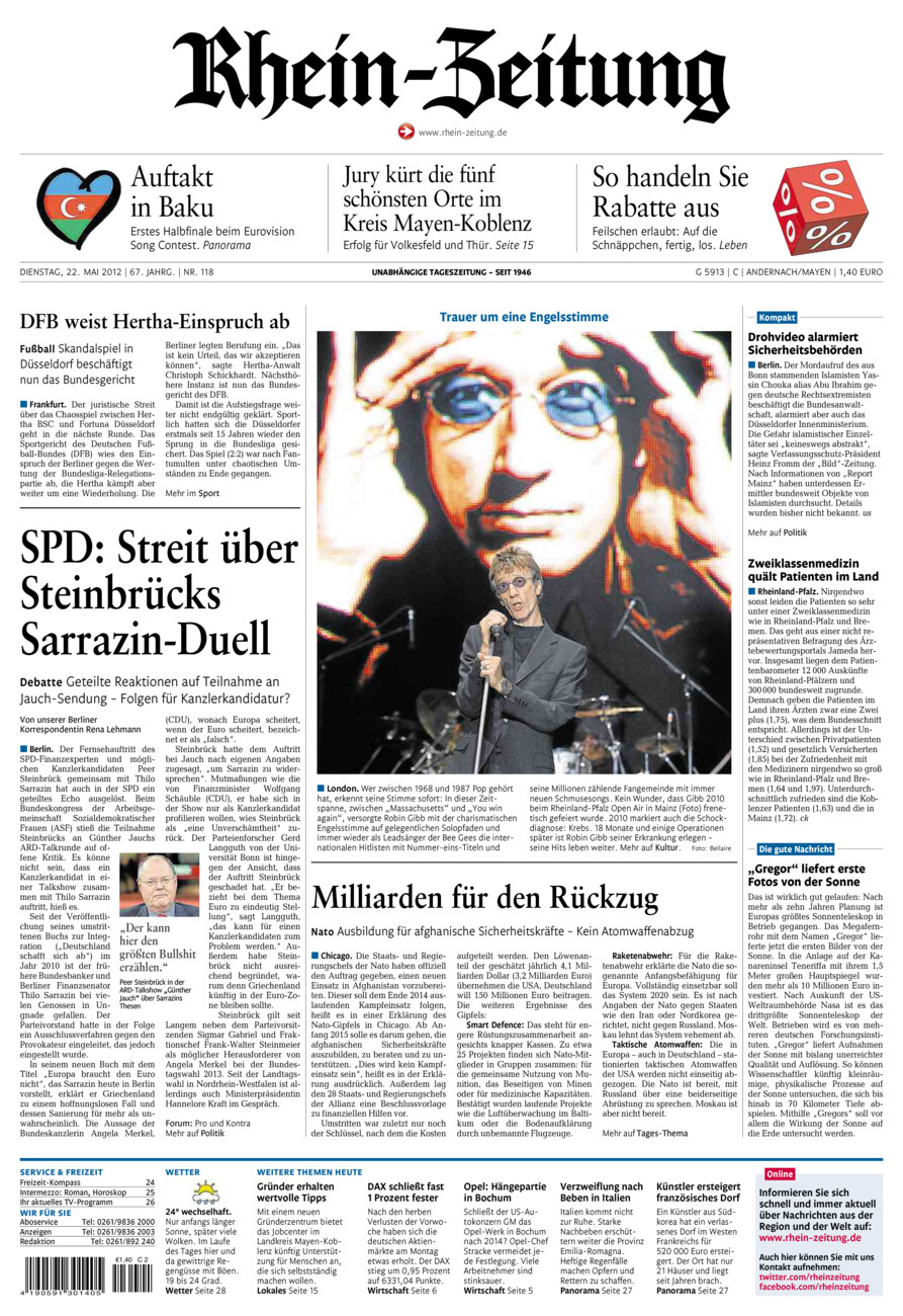 Rhein-Zeitung Andernach & Mayen vom Dienstag, 22.05.2012