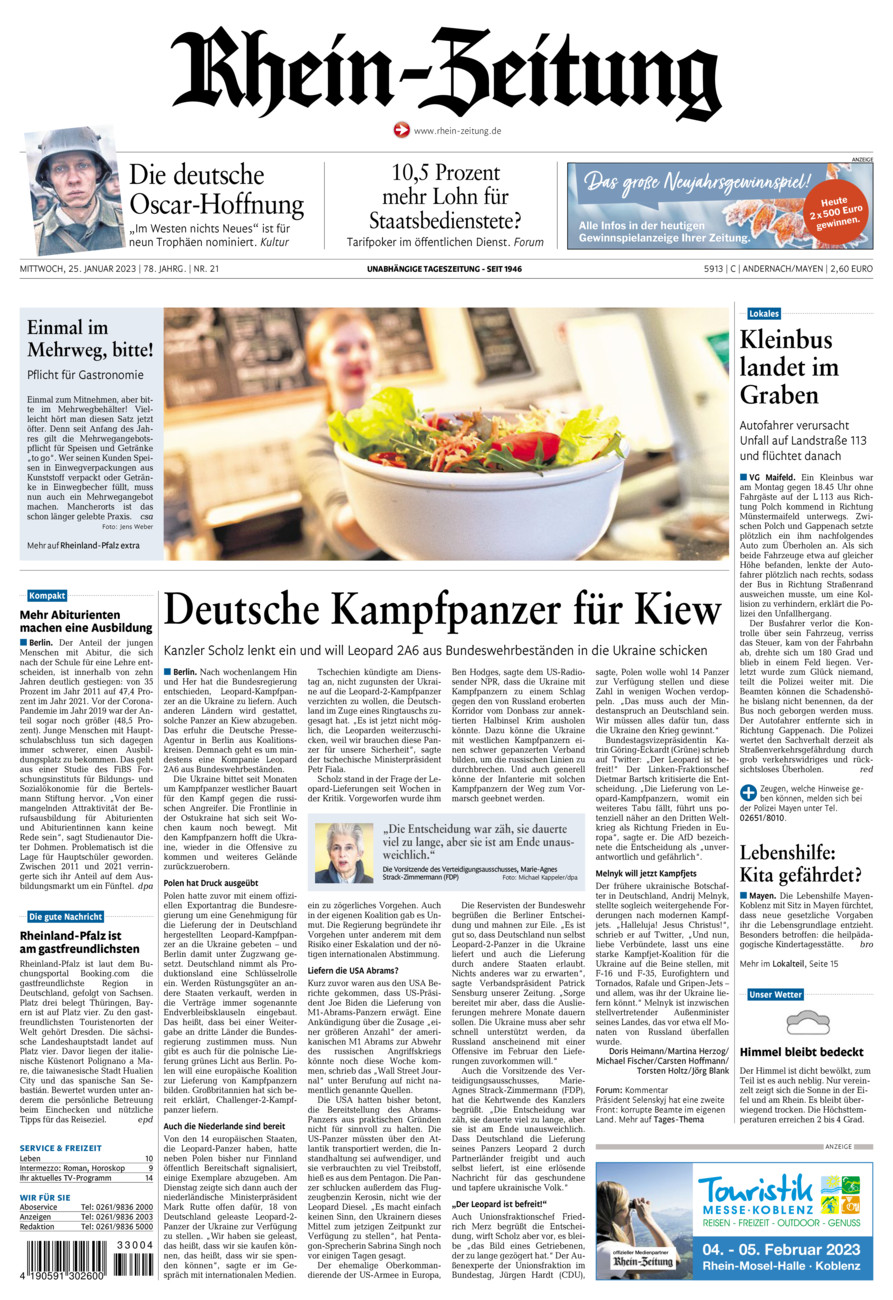 Rhein-Zeitung Andernach & Mayen vom Mittwoch, 25.01.2023