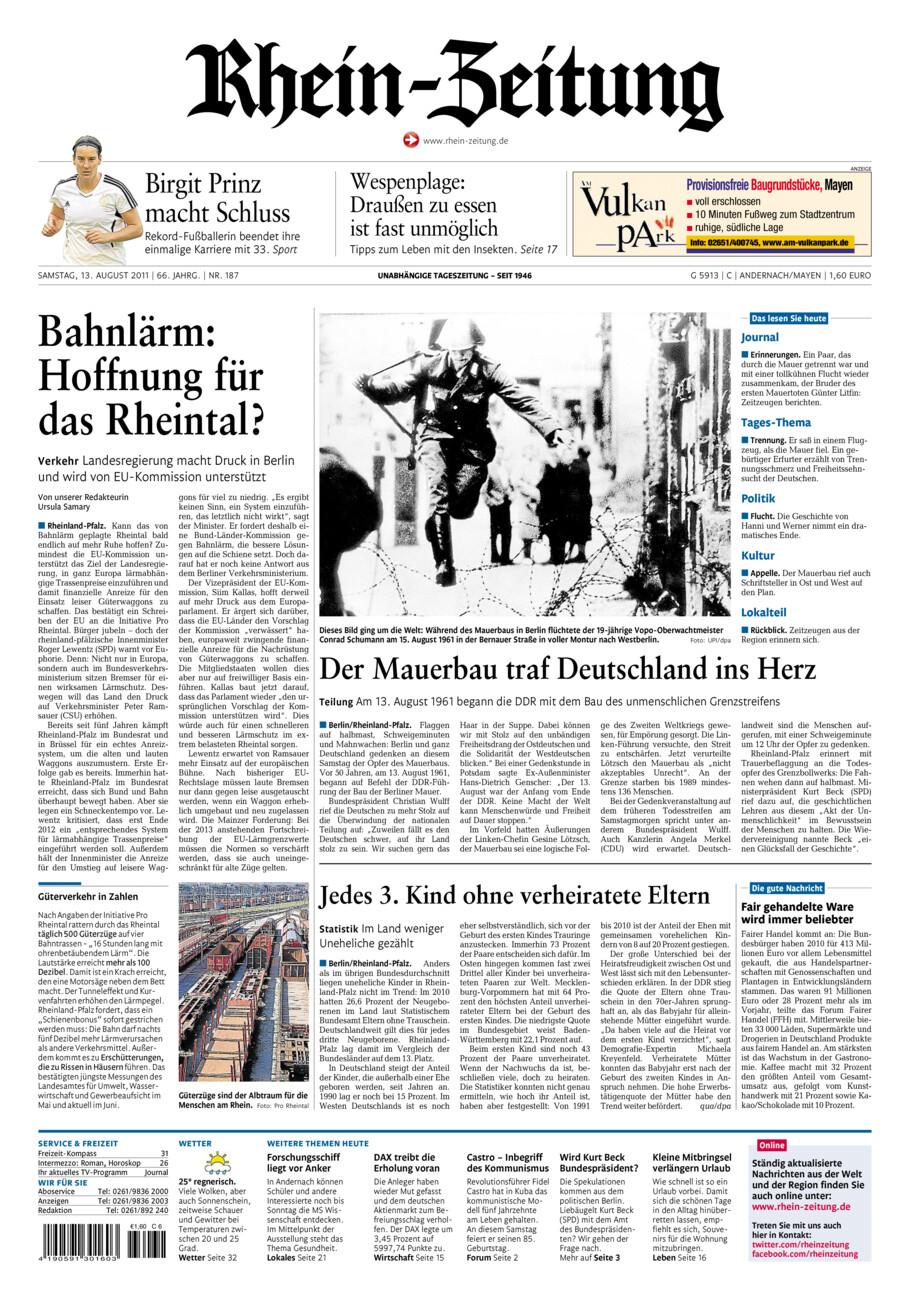 Rhein-Zeitung Andernach & Mayen vom Samstag, 13.08.2011