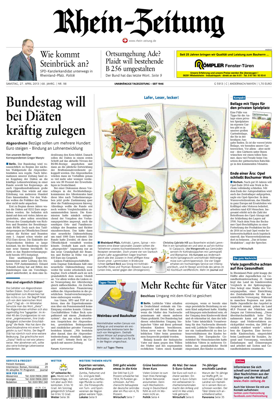 Rhein-Zeitung Andernach & Mayen vom Samstag, 27.04.2013