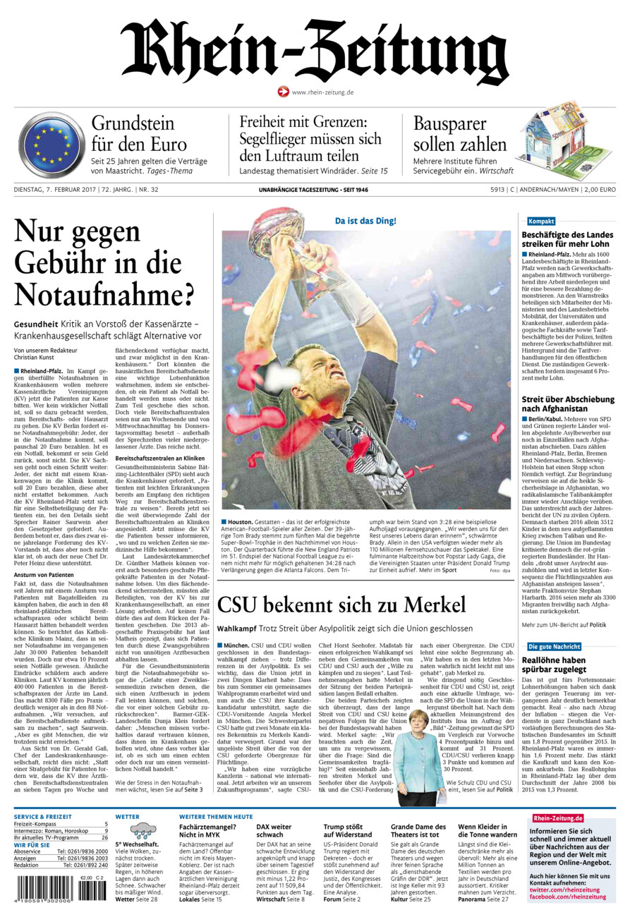 Rhein-Zeitung Andernach & Mayen vom Dienstag, 07.02.2017