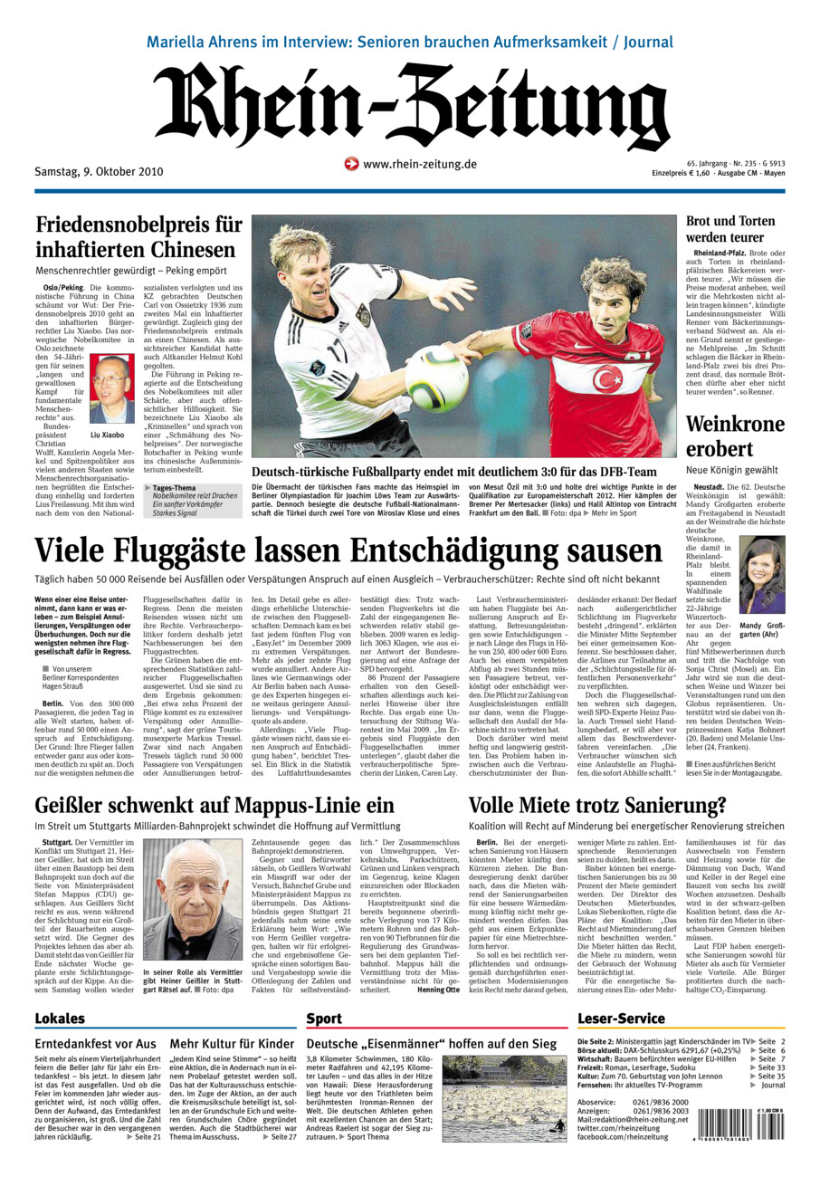 Rhein-Zeitung Andernach & Mayen vom Samstag, 09.10.2010