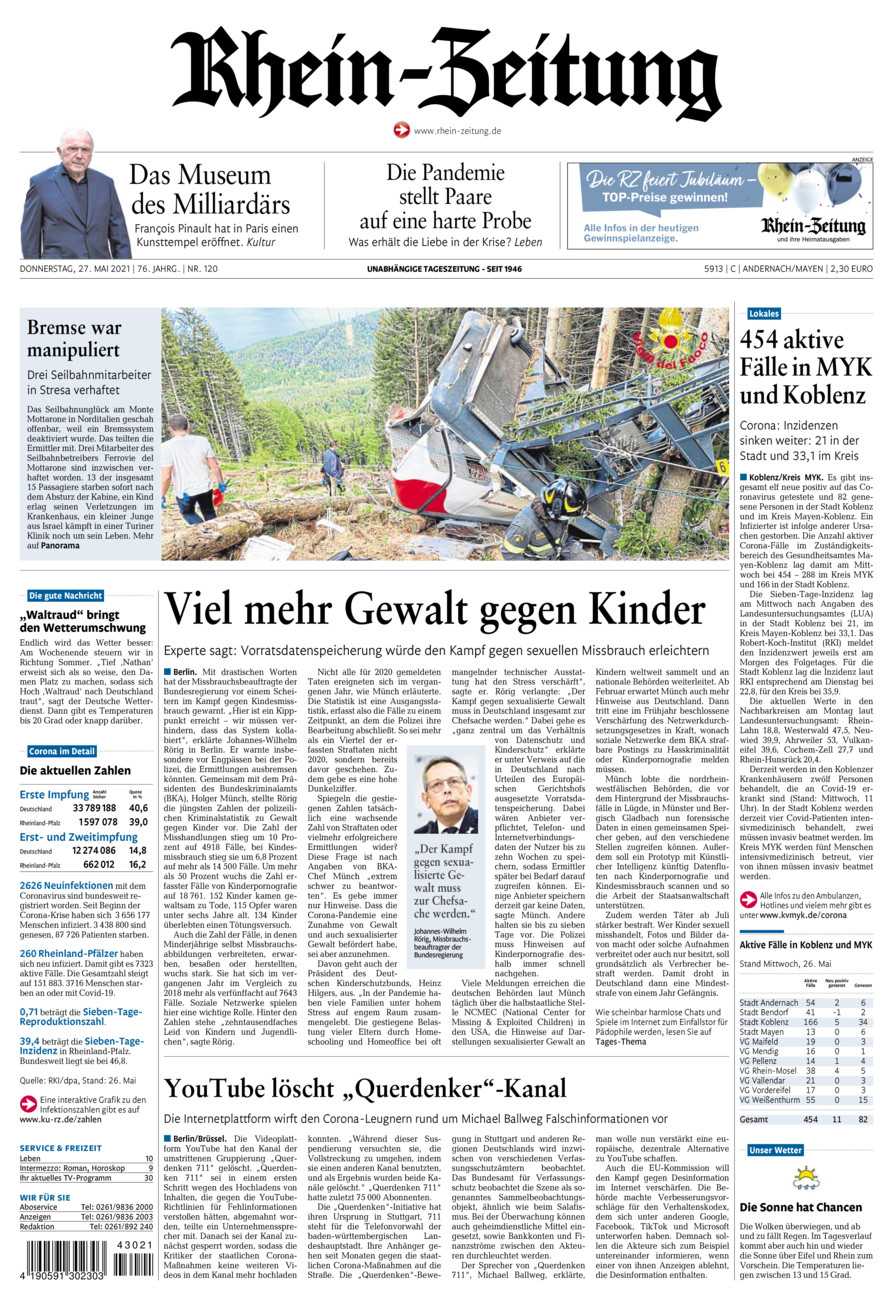 Rhein-Zeitung Andernach & Mayen vom Donnerstag, 27.05.2021