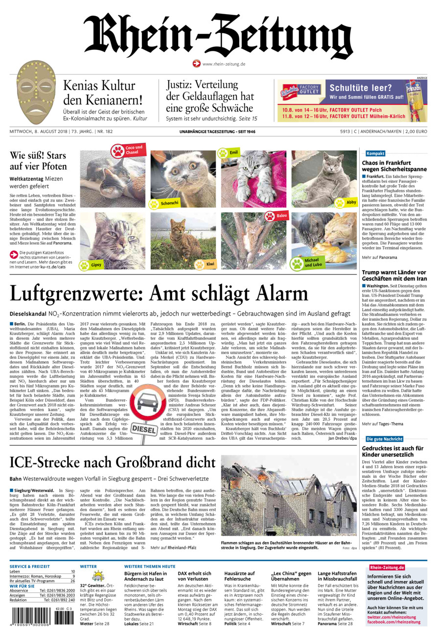 Rhein-Zeitung Andernach & Mayen vom Mittwoch, 08.08.2018