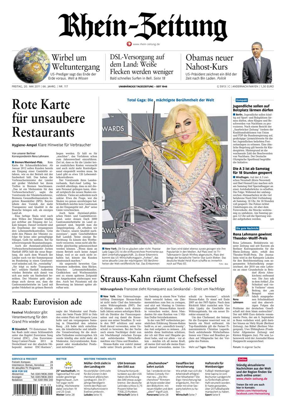 Rhein-Zeitung Andernach & Mayen vom Freitag, 20.05.2011