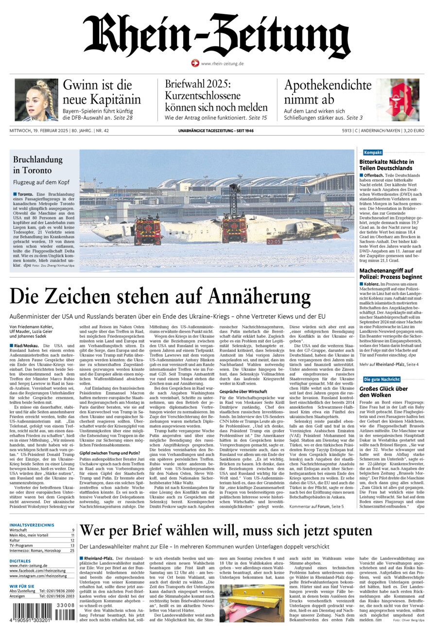 Rhein-Zeitung Andernach & Mayen vom Mittwoch, 19.02.2025