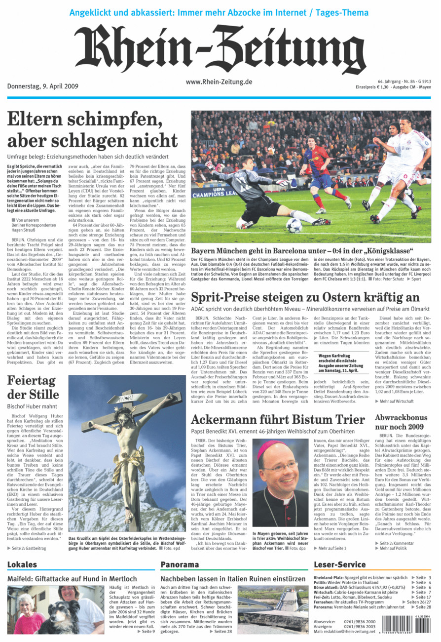 Rhein-Zeitung Andernach & Mayen vom Donnerstag, 09.04.2009