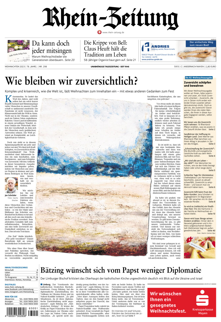 Rhein-Zeitung Andernach & Mayen vom Samstag, 23.12.2023