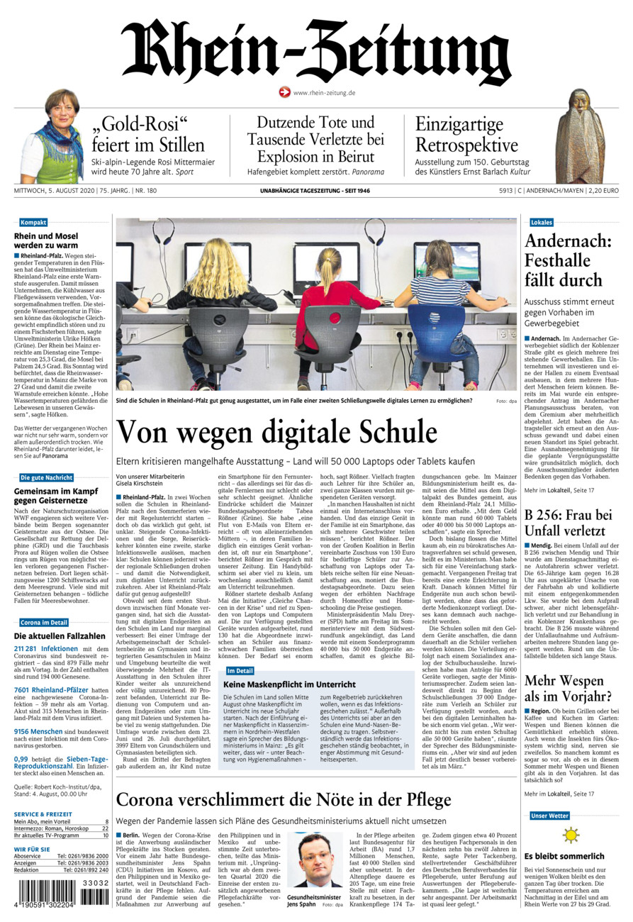Rhein-Zeitung Andernach & Mayen vom Mittwoch, 05.08.2020