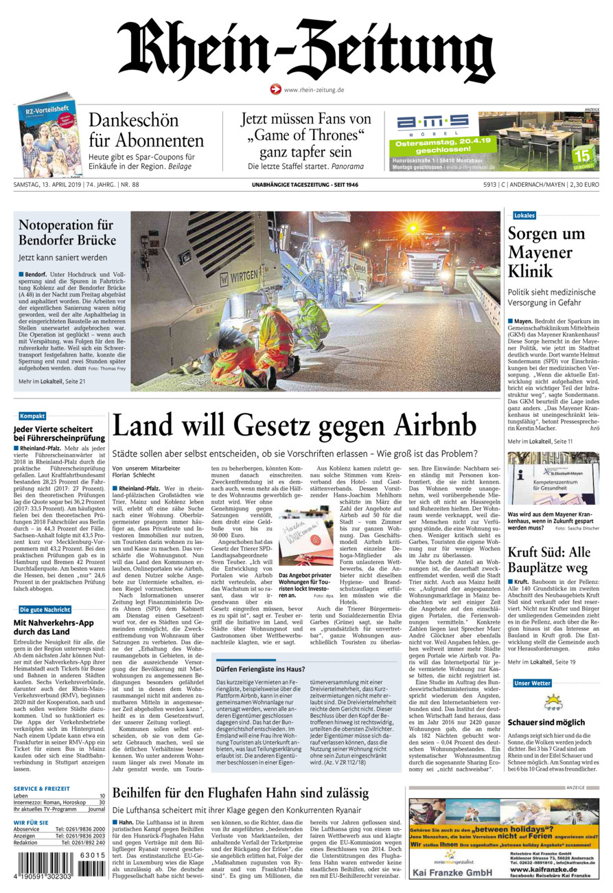 Rhein-Zeitung Andernach & Mayen vom Samstag, 13.04.2019