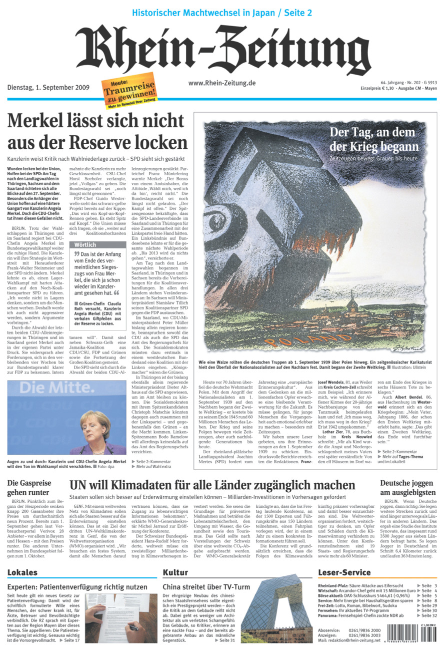 Rhein-Zeitung Andernach & Mayen vom Dienstag, 01.09.2009