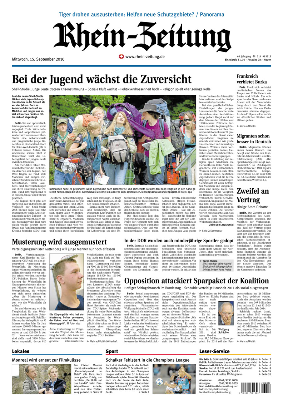 Rhein-Zeitung Andernach & Mayen vom Mittwoch, 15.09.2010