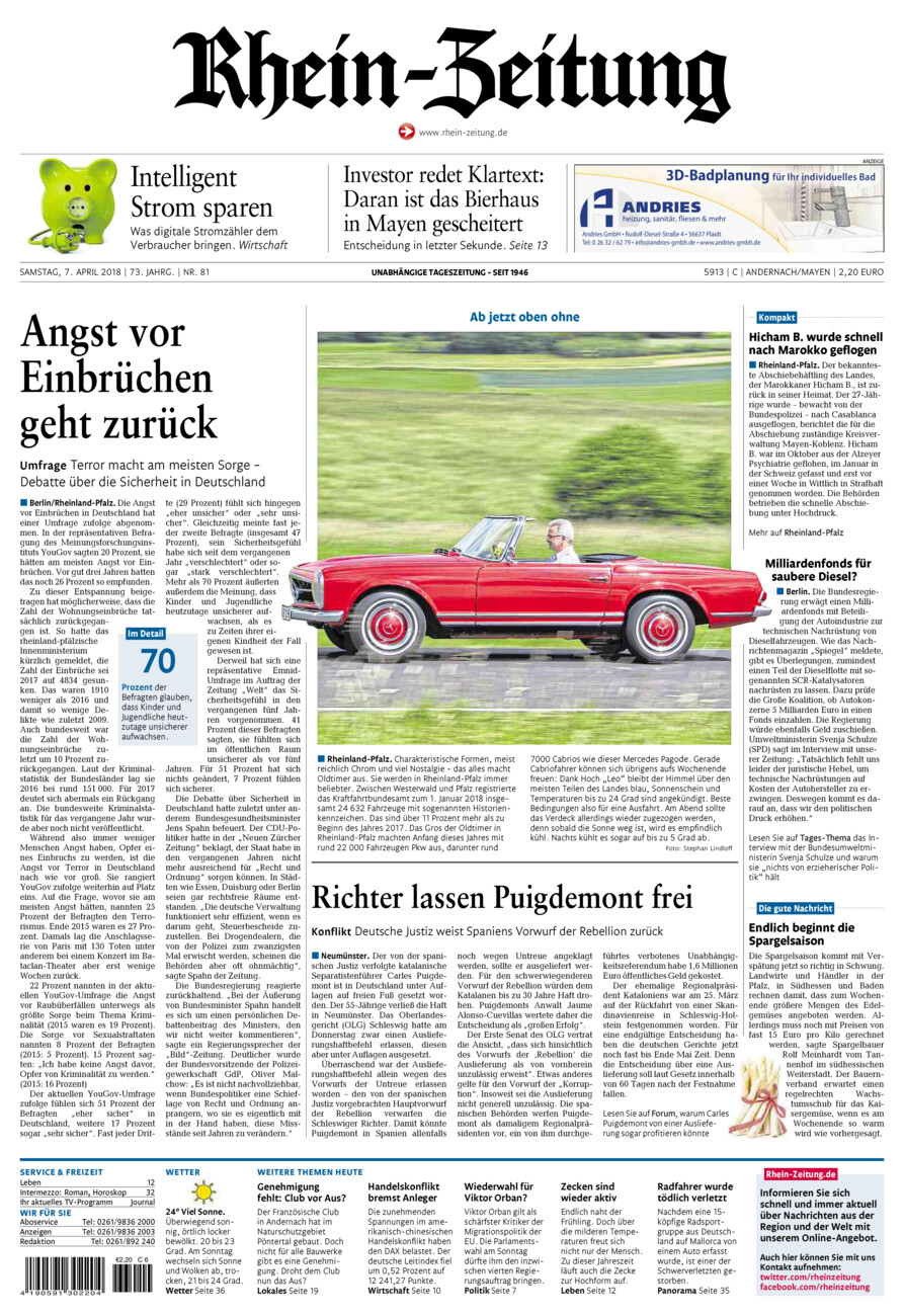 Rhein-Zeitung Andernach & Mayen vom Samstag, 07.04.2018