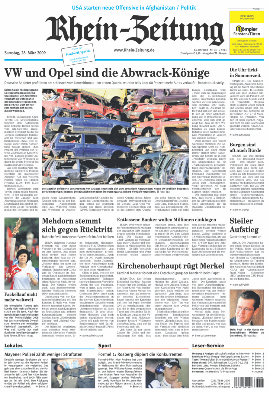 Rhein-Zeitung Andernach & Mayen vom Samstag, 28.03.2009