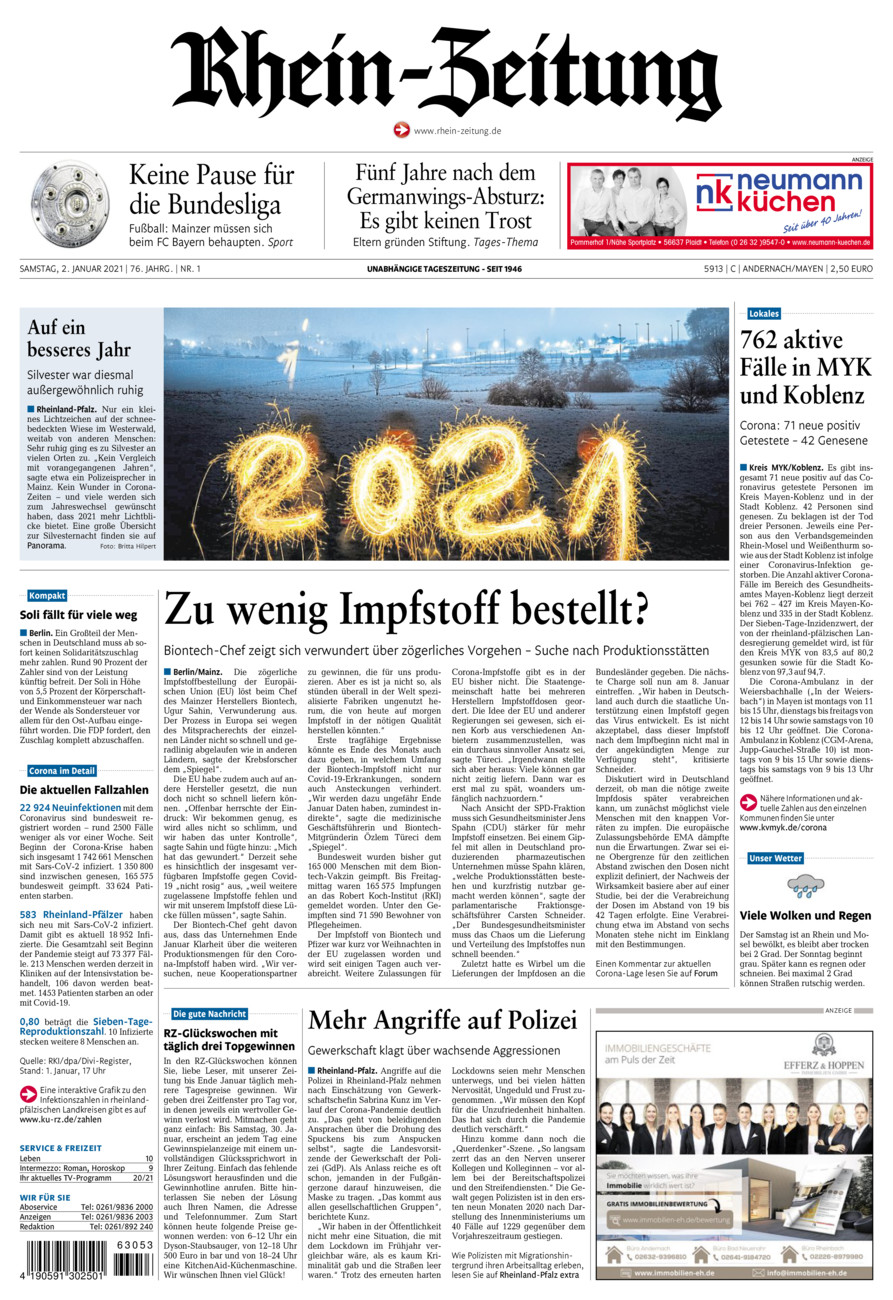 Rhein-Zeitung Andernach & Mayen vom Samstag, 02.01.2021