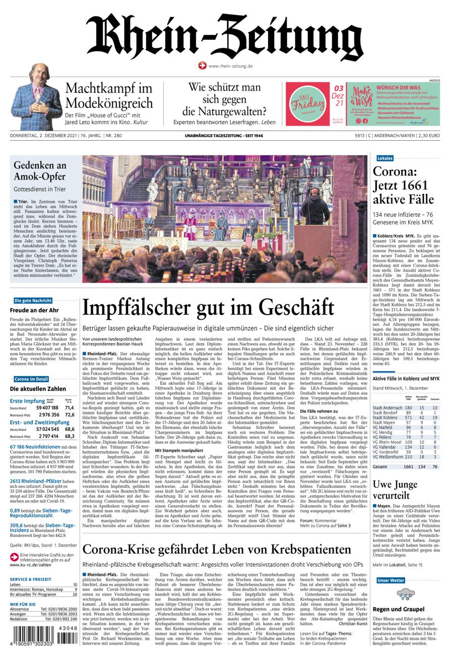 Rhein-Zeitung Andernach & Mayen vom Donnerstag, 02.12.2021