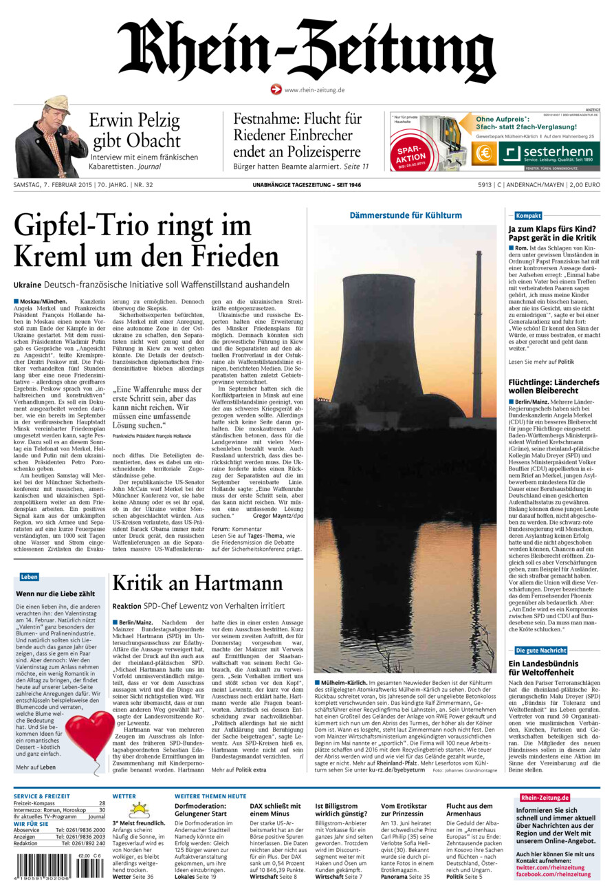 Rhein-Zeitung Andernach & Mayen vom Samstag, 07.02.2015
