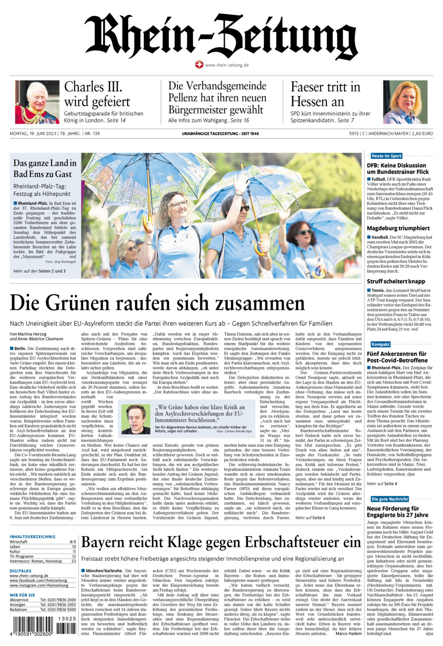 Rhein-Zeitung Andernach & Mayen vom Montag, 19.06.2023