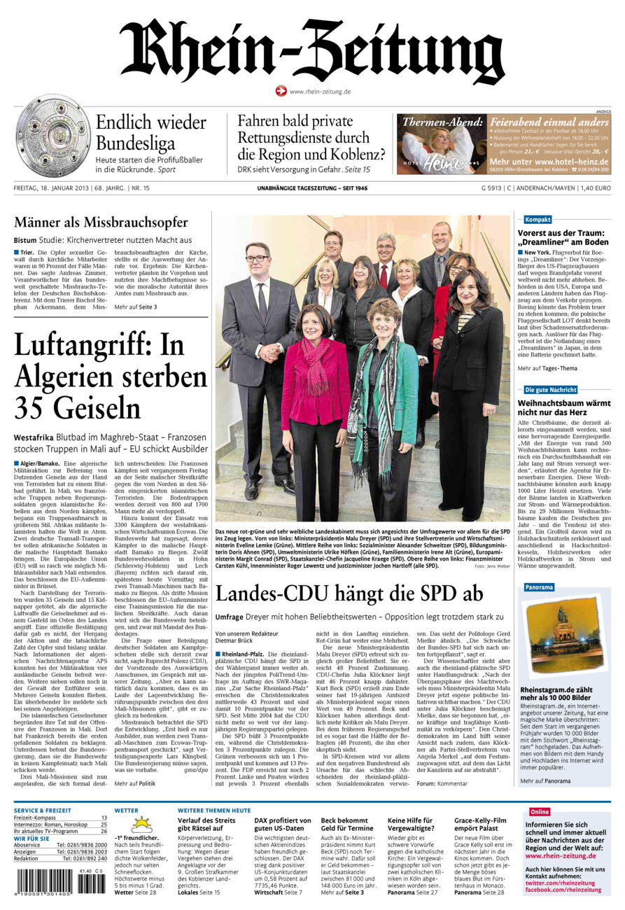 Rhein-Zeitung Andernach & Mayen vom Freitag, 18.01.2013