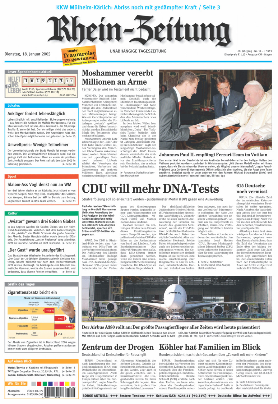 Rhein-Zeitung Andernach & Mayen vom Dienstag, 18.01.2005