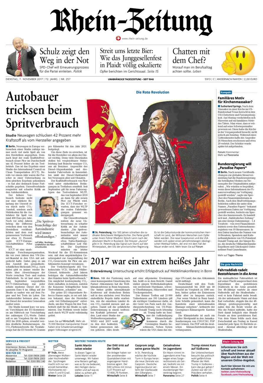 Rhein-Zeitung Andernach & Mayen vom Dienstag, 07.11.2017