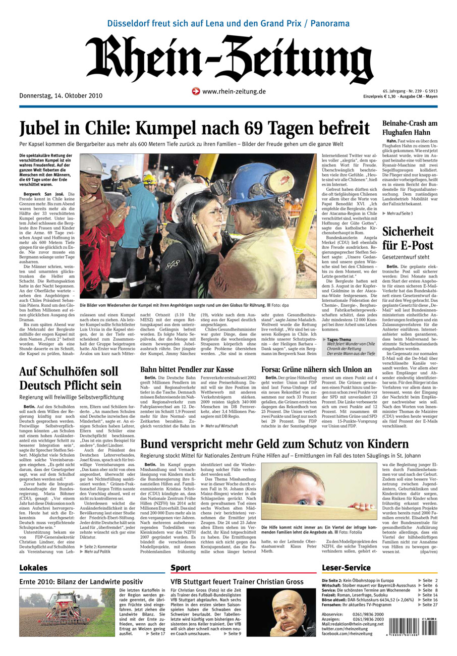 Rhein-Zeitung Andernach & Mayen vom Donnerstag, 14.10.2010