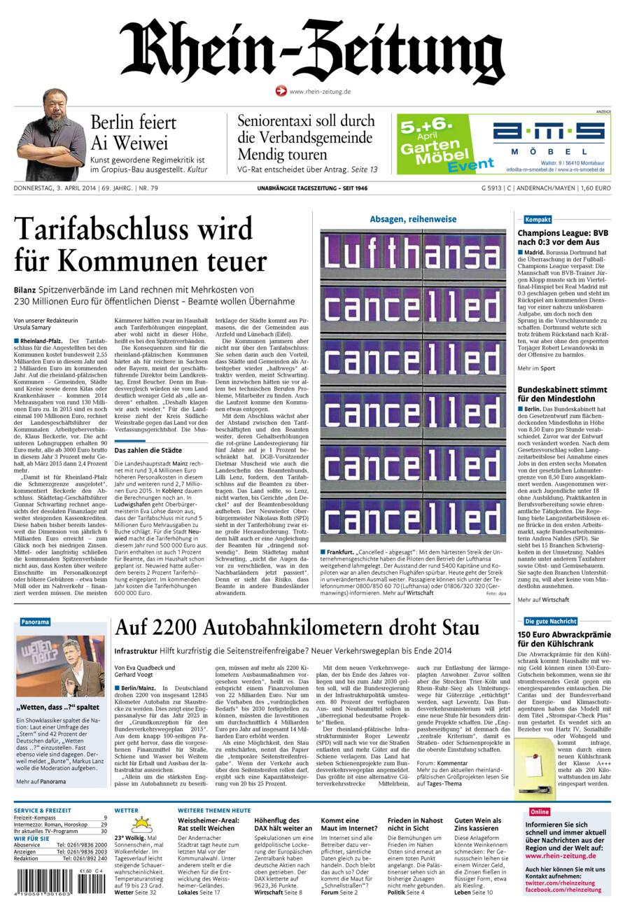 Rhein-Zeitung Andernach & Mayen vom Donnerstag, 03.04.2014