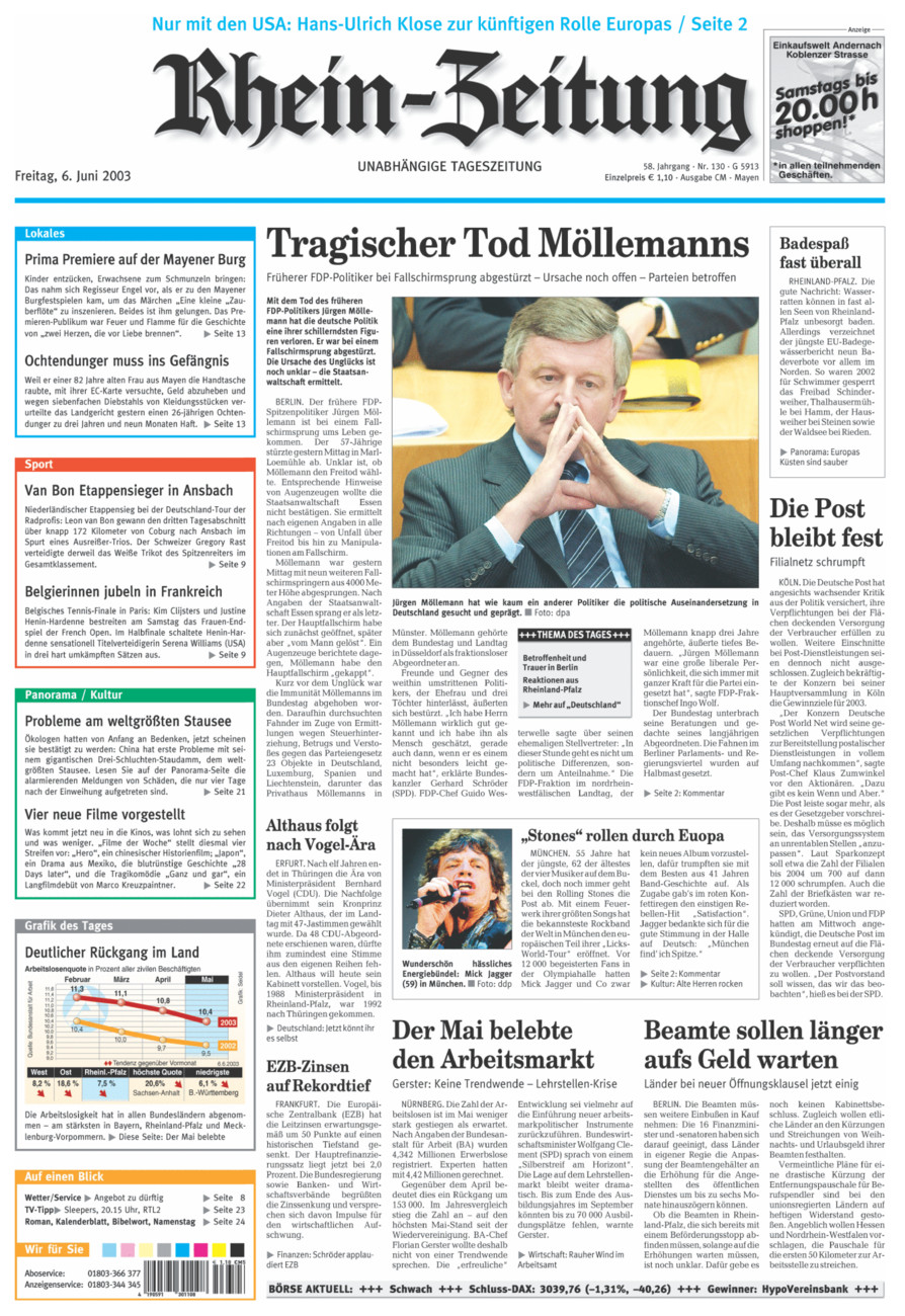 Rhein-Zeitung Andernach & Mayen vom Freitag, 06.06.2003